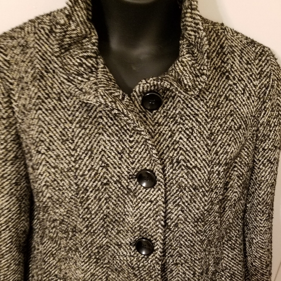 EUC! Old Navy black/white tweed, 3-button coat - Picture 5 of 9